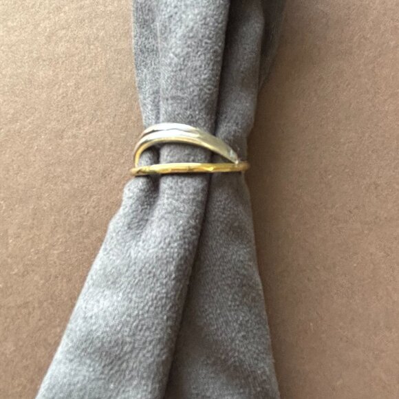 Like New Silpada .925 Sterling Silver and Brass Crisscross Ring Size 10 R3311 - Picture 4 of 7